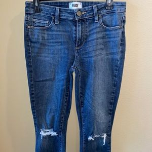 Paige Ripped Gray Blue Skinny Jeans